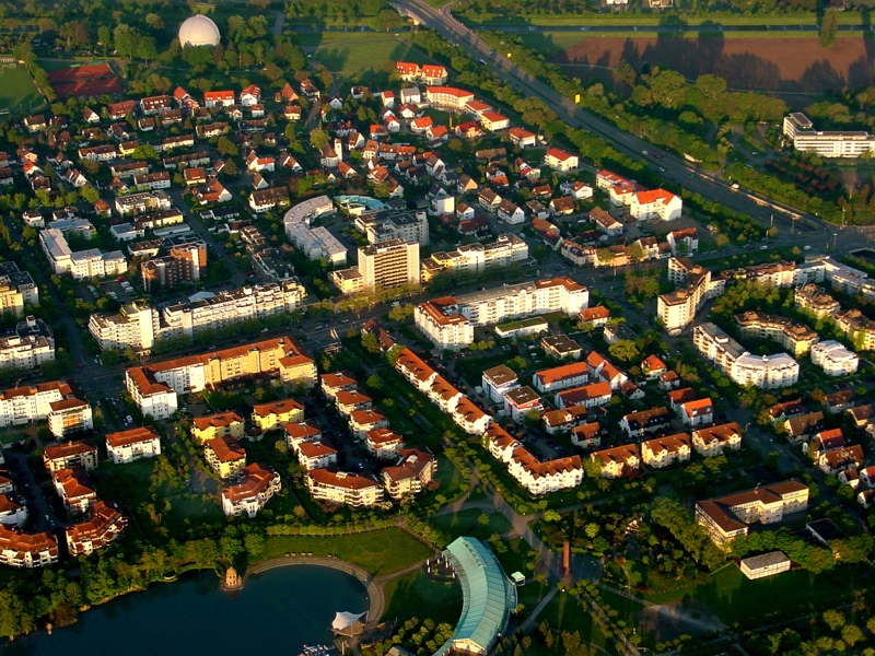 Freiburg Betzenhausen bei einer Ballonfahrt fotografiert