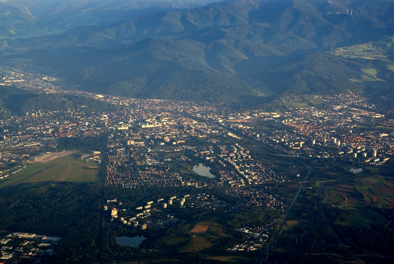 Luftbild von Freiburg, fotografiert im September 2007